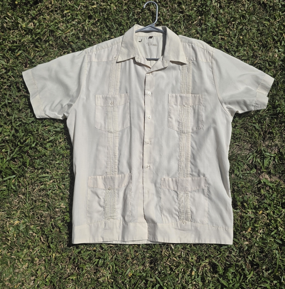 Bohio Guayabara Yellow Button Down Four Pocket Shirt Large Summer Carribean
